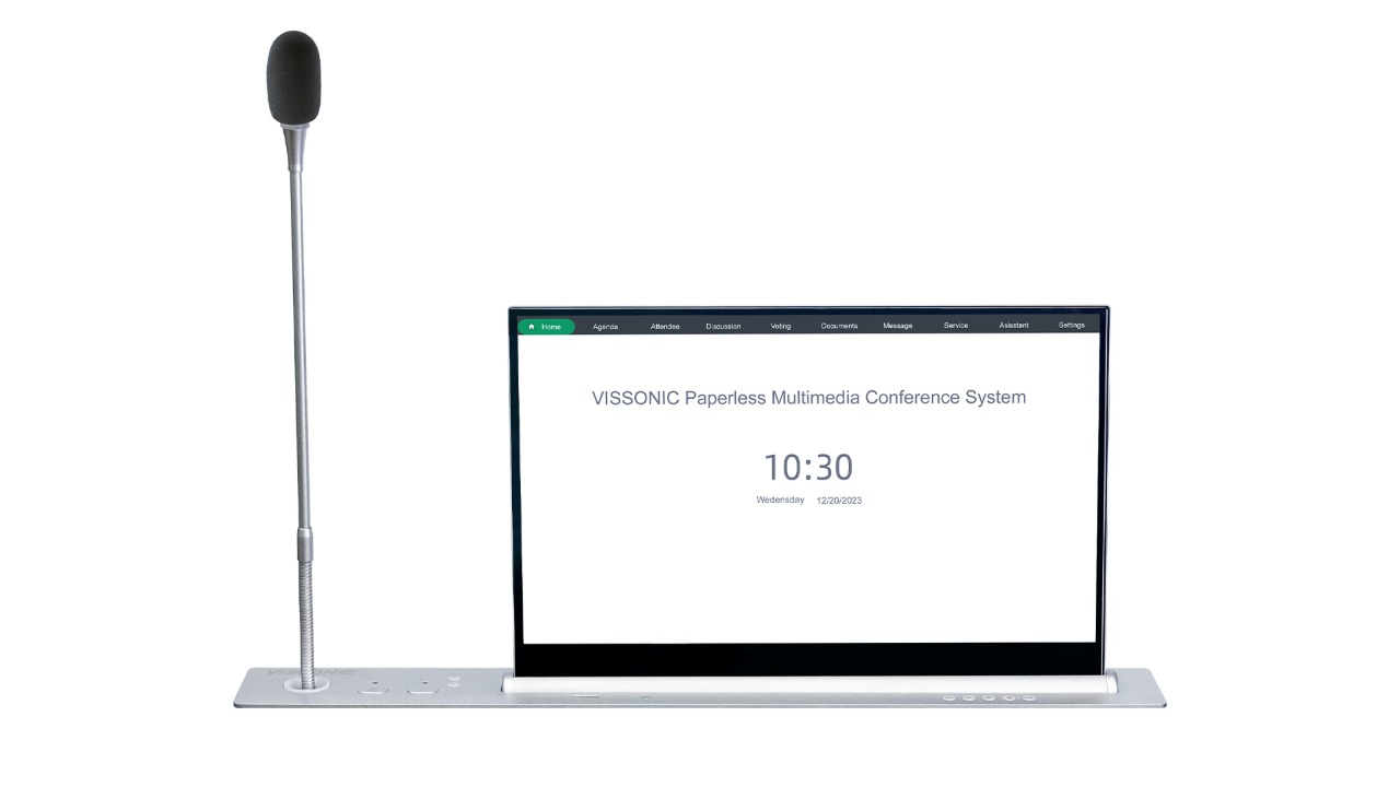 Моторизованный выдвижной монитор 17" с микрофоном председателя Vissonic VIS-17LSSCM-C